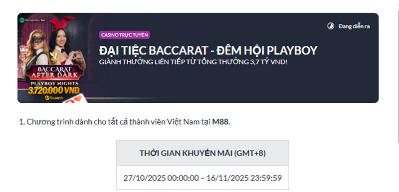 Read more about the article Đại tiệc Baccarat – Đêm hội Playboy hấp dẫn tại M88