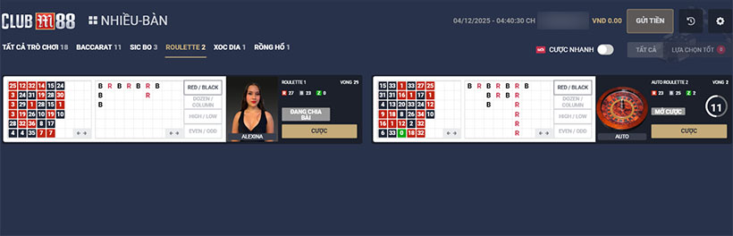 Các loại cược tại Live Roulette